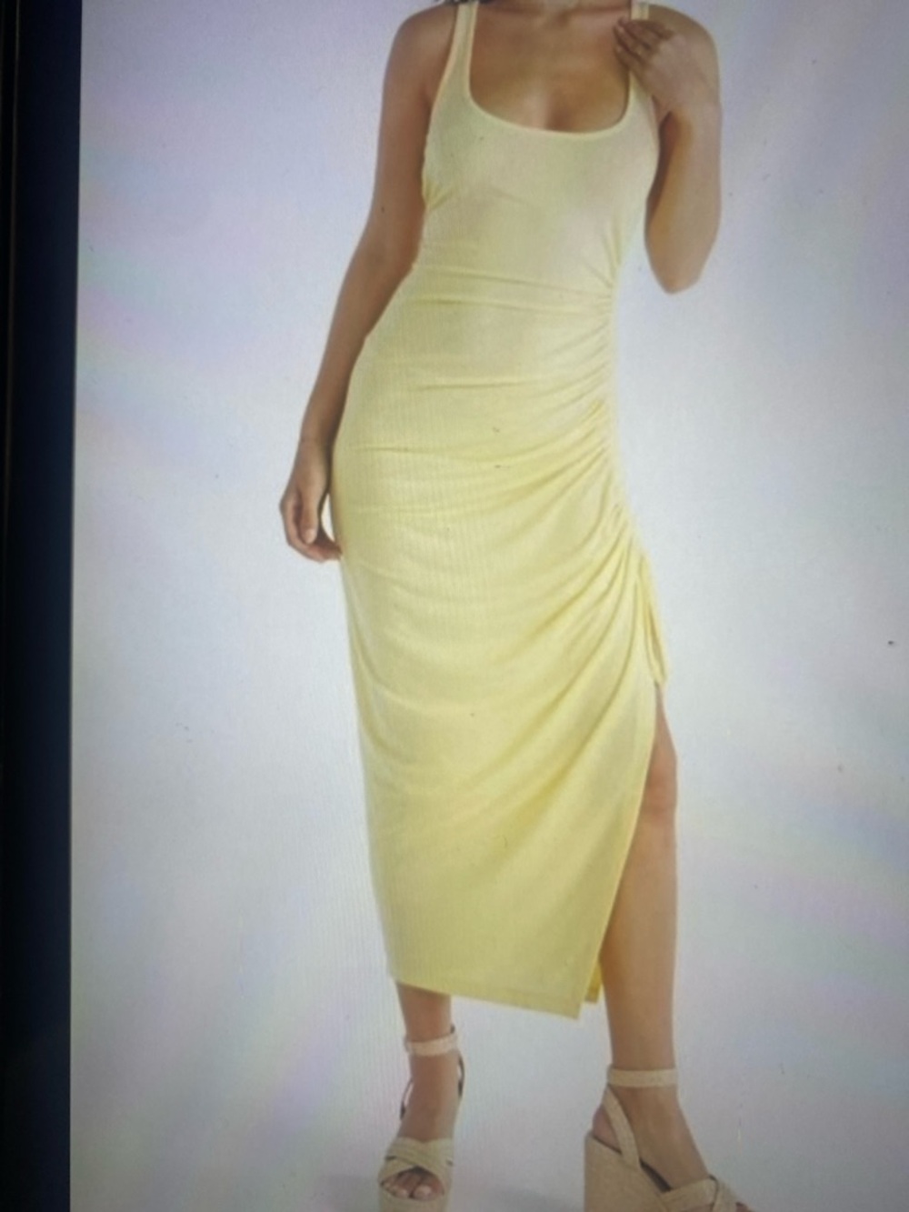 LARGE.  JUST FAB ADJUSTABLE RUCHED MAXI TANK DRESS